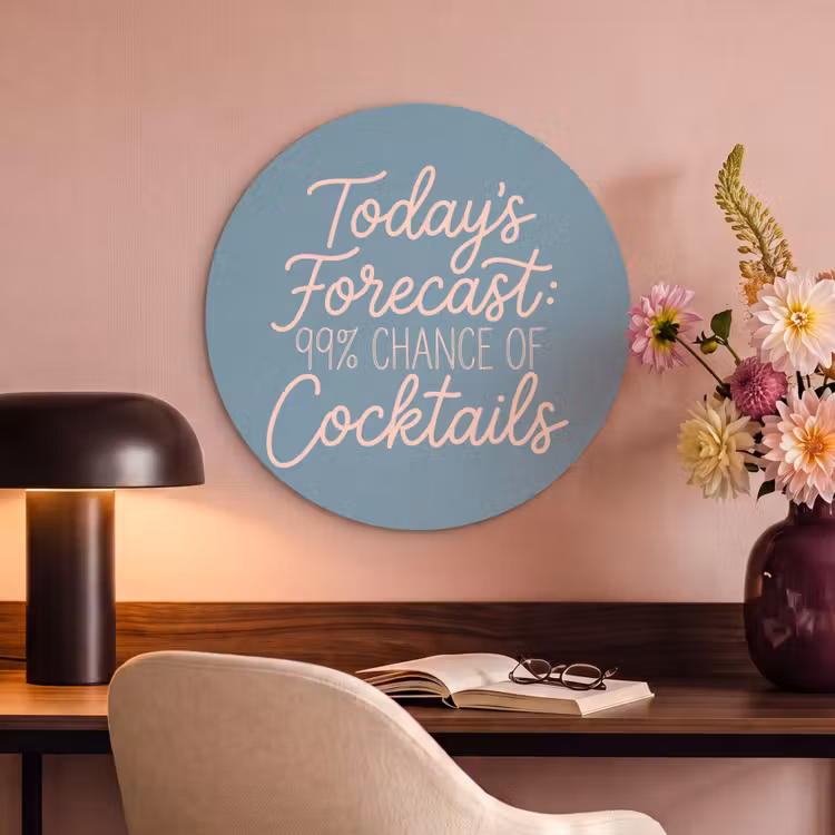 Akoestisch schilderij rond - Today's Forecast - Cocktails - Blauw — 2
