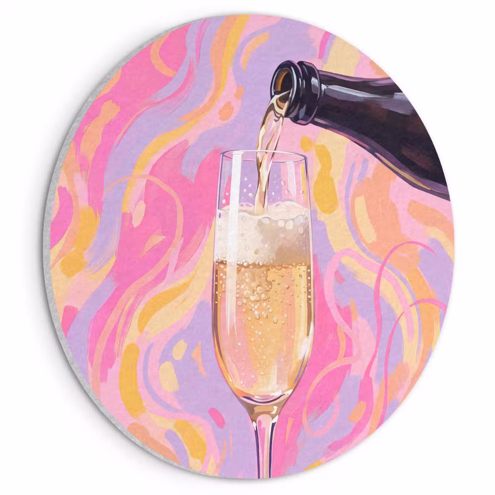 Akoestisch schilderij rond - Drank - Inschenken - Feest - Abstract - Roze — 1