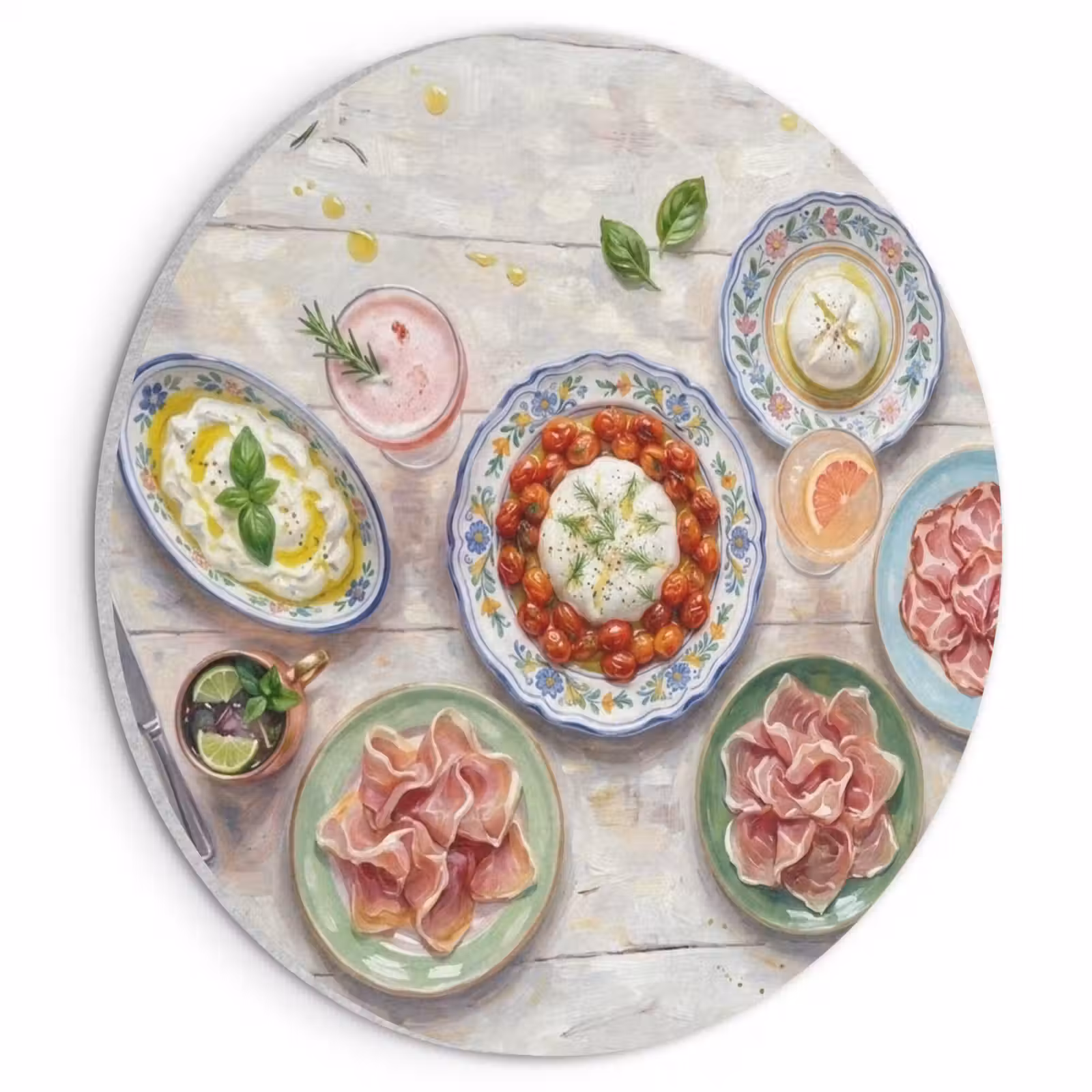 Akoestisch schilderij rond - Eten - Tafel - Divers - Modern — 1