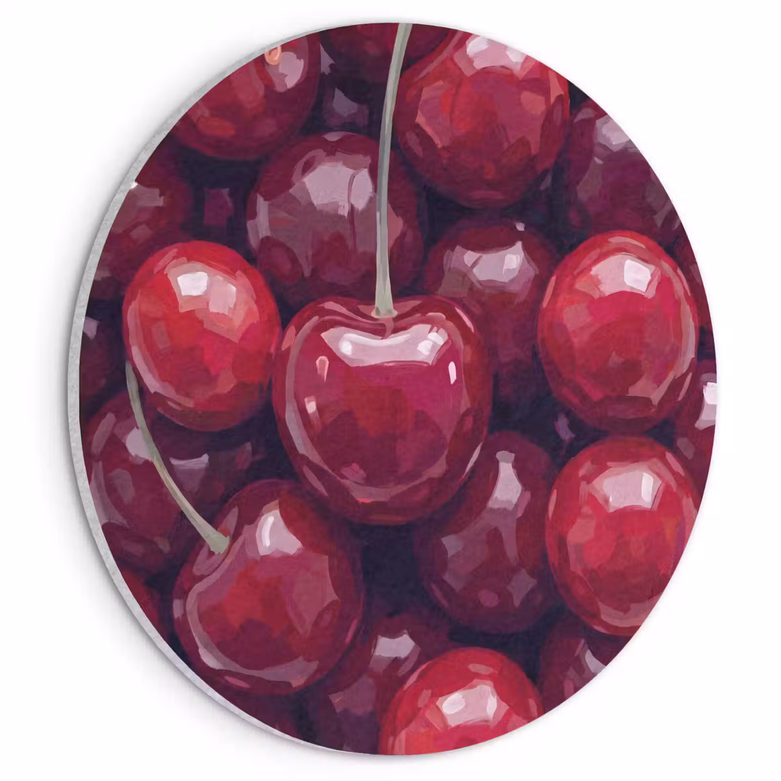 Akoestisch schilderij rond - Fruit - Kersen - Eten - Modern - Rood — 1
