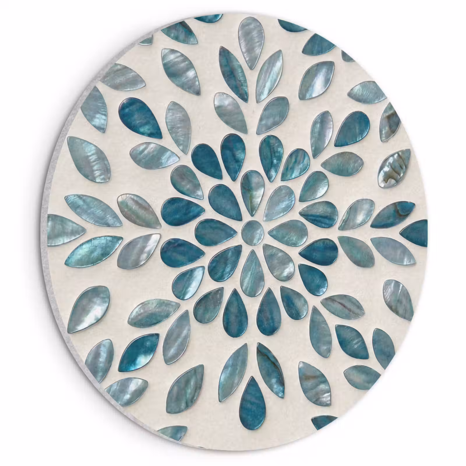 Akoestisch schilderij rond - Patroon - Bladeren - Abstract - Modern - Turquoise — 1