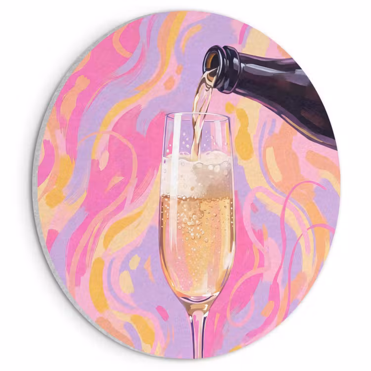 Akoestisch schilderij rond - Drank - Inschenken - Feest - Abstract - Roze — 1