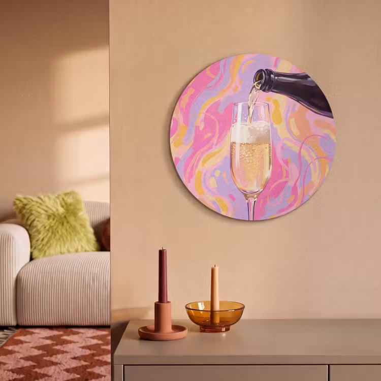 Akoestisch schilderij rond - Drank - Inschenken - Feest - Abstract - Roze — 3