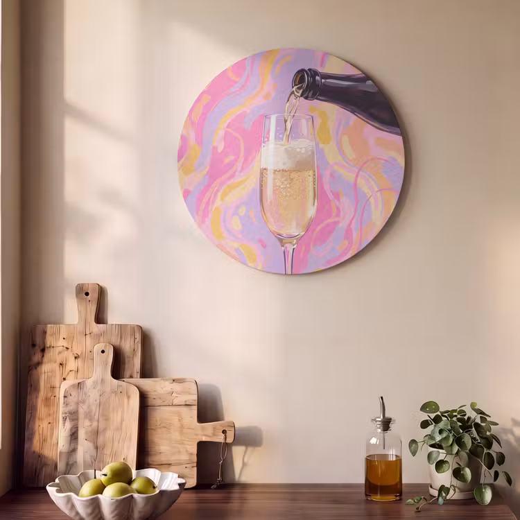 Akoestisch schilderij rond - Drank - Inschenken - Feest - Abstract - Roze — 4