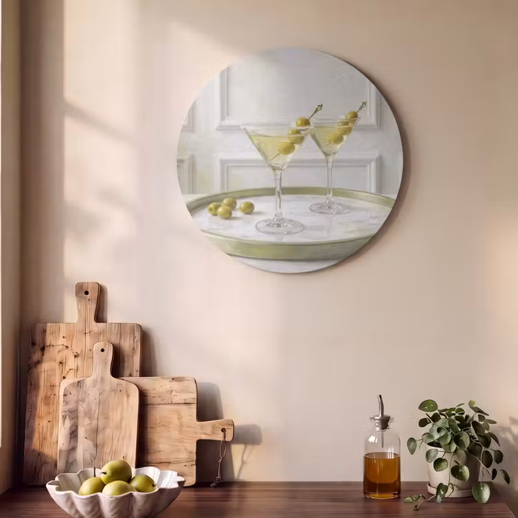 Akoestisch schilderij rond - Drank - Martini - Olijven - Modern - Wit — 4