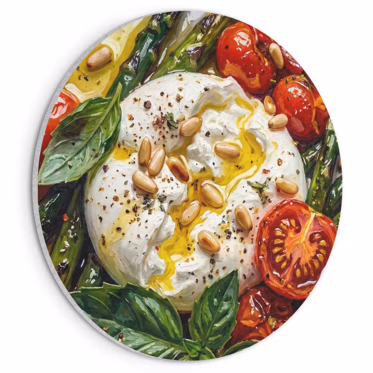 Akoestisch schilderij rond - Eten - Groenten - Kaas - Modern - Vers — 1