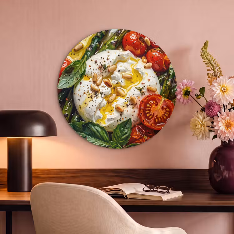 Akoestisch schilderij rond - Eten - Groenten - Kaas - Modern - Vers — 2