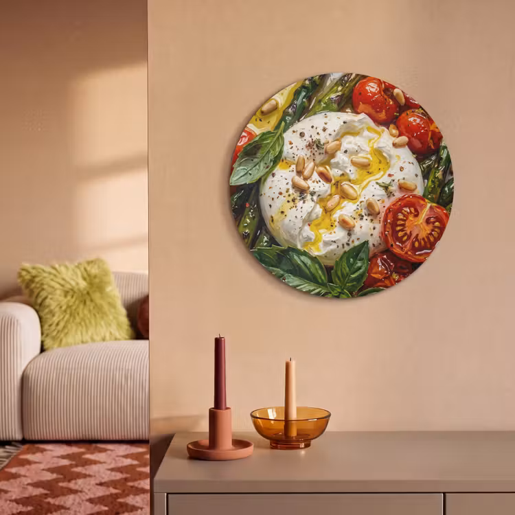 Akoestisch schilderij rond - Eten - Groenten - Kaas - Modern - Vers — 3
