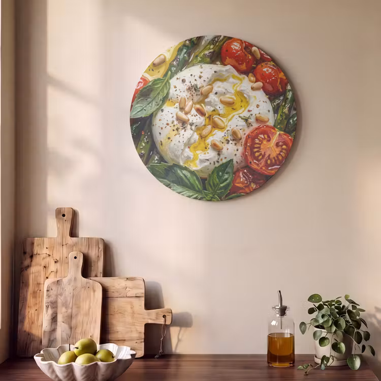 Akoestisch schilderij rond - Eten - Groenten - Kaas - Modern - Vers — 4