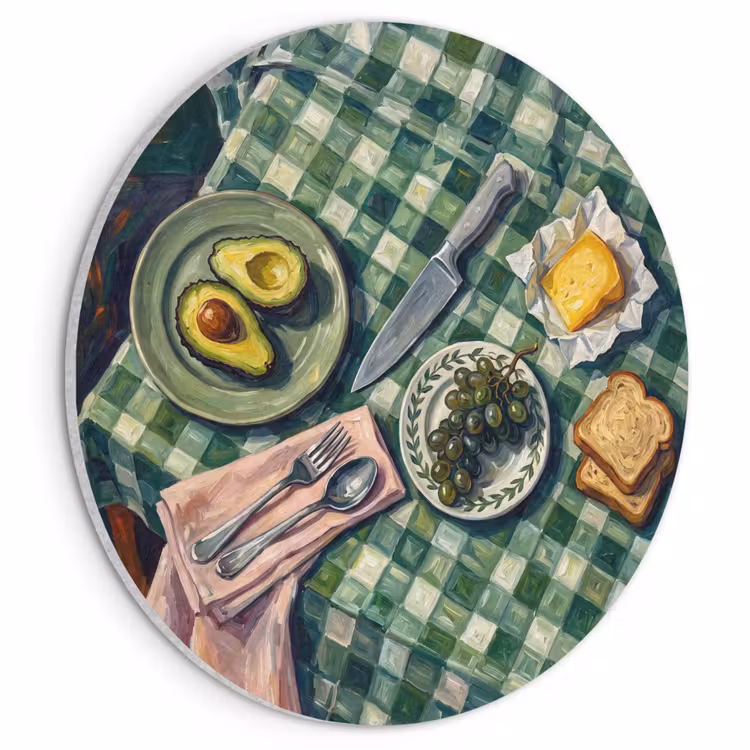 Akoestisch schilderij rond - Eten - Ontbijt - Tafel - Modern - Groen — 1