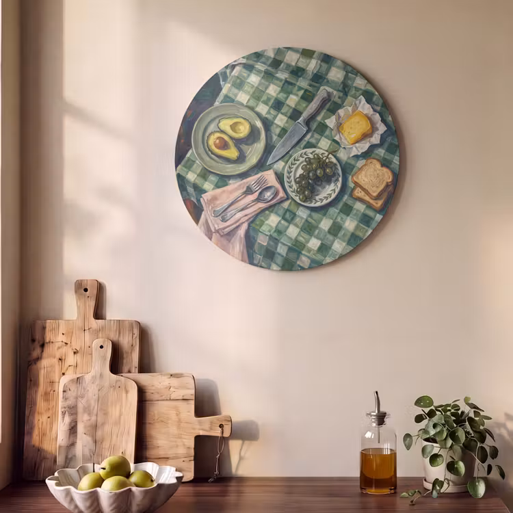 Akoestisch schilderij rond - Eten - Ontbijt - Tafel - Modern - Groen — 4