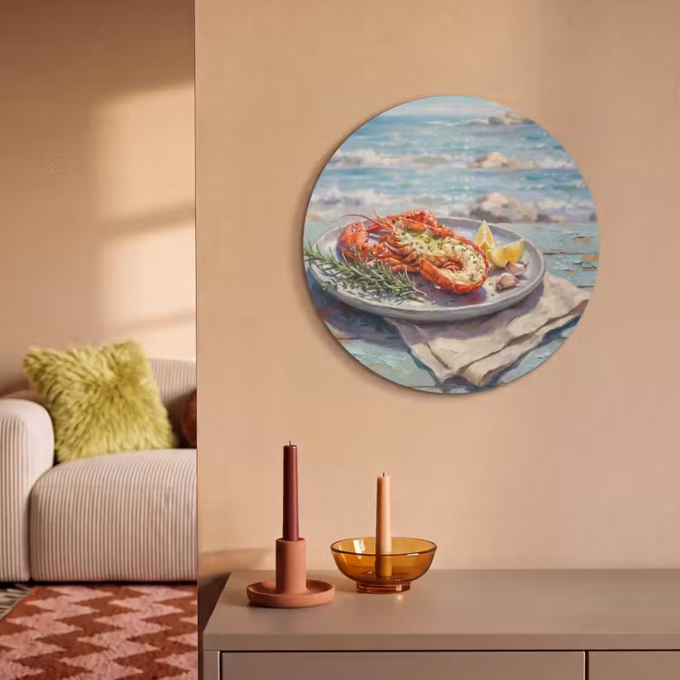 Akoestisch schilderij rond - Eten - Zee - Kust - Modern - Blauw — 3