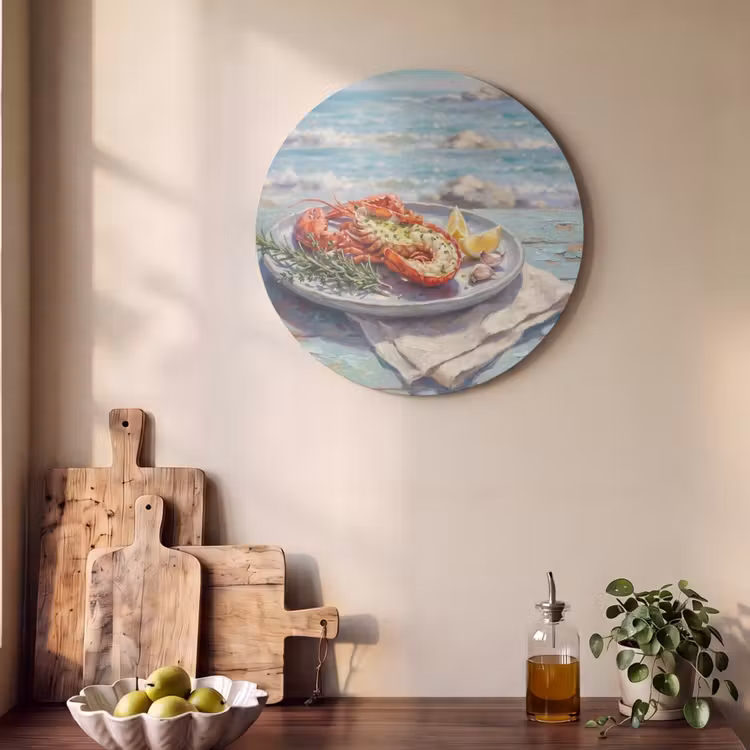 Akoestisch schilderij rond - Eten - Zee - Kust - Modern - Blauw — 4