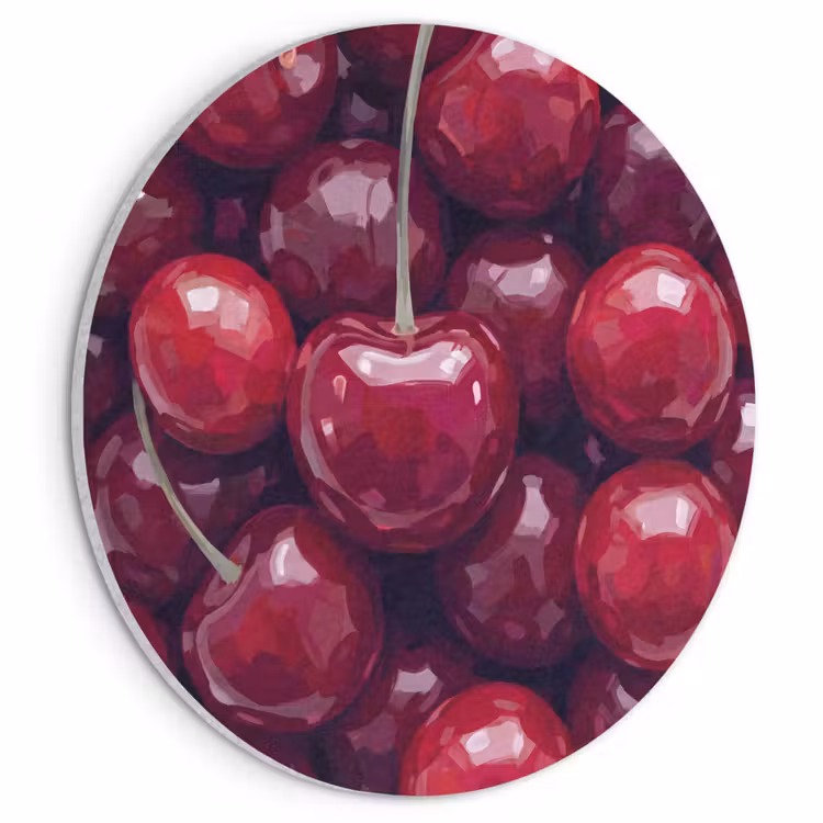 Akoestisch schilderij rond - Fruit - Kersen - Eten - Modern - Rood — 1