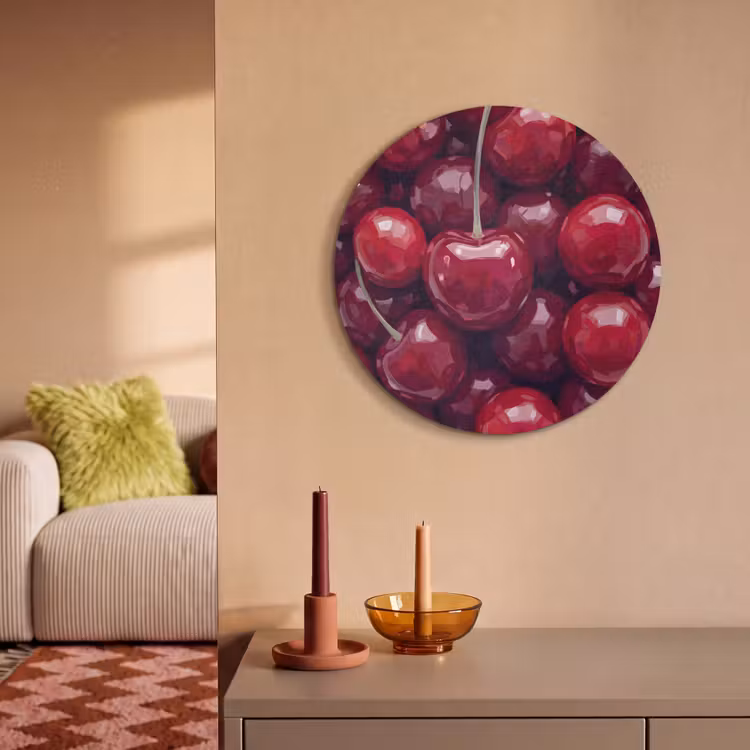 Akoestisch schilderij rond - Fruit - Kersen - Eten - Modern - Rood — 3