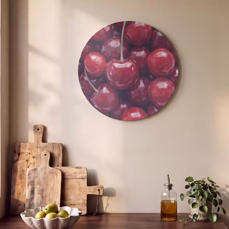 Akoestisch schilderij rond - Fruit - Kersen - Eten - Modern - Rood — 4