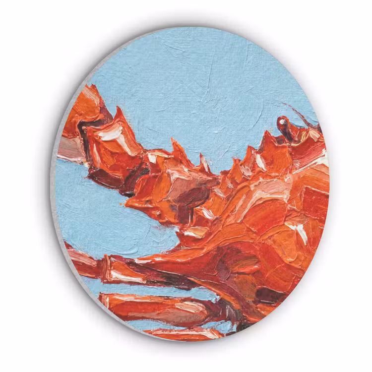 Akoestisch schilderij rond - Krab - Zee - Dieren - Abstract - Rood — 1