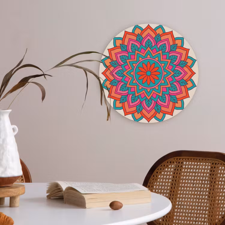 Akoestisch schilderij rond - Mandala - Patroon - Abstract - Kleurrijk - Modern — 2