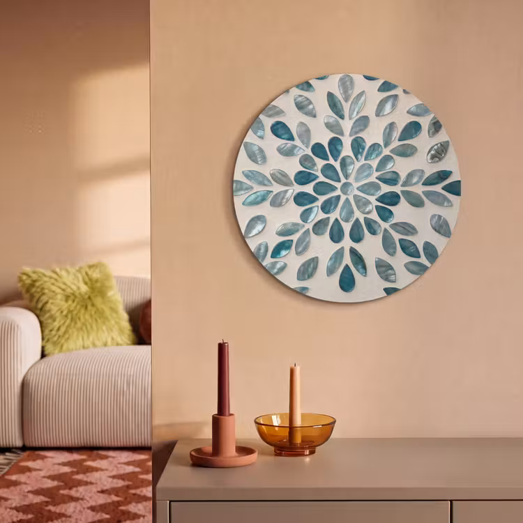 Akoestisch schilderij rond - Patroon - Bladeren - Abstract - Modern - Turquoise — 3