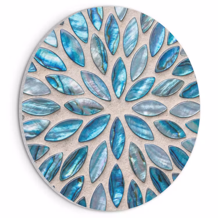Akoestisch schilderij rond - Patroon - Glans - Abstract - Blauw - Decoratie — 1