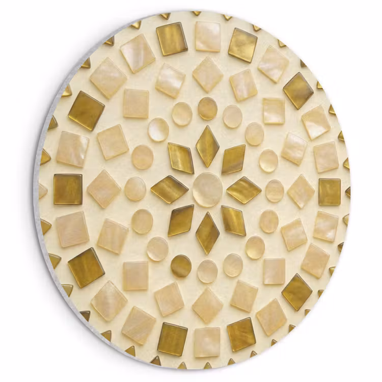 Akoestisch schilderij rond - Patroon - Vormen - Mozaïek - Abstract - Goud — 1