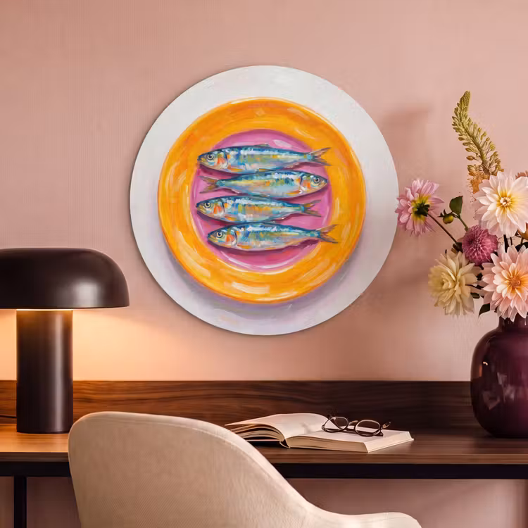 Akoestisch schilderij rond - Vis - Vier - Eten - Modern - Kleurrijk — 2