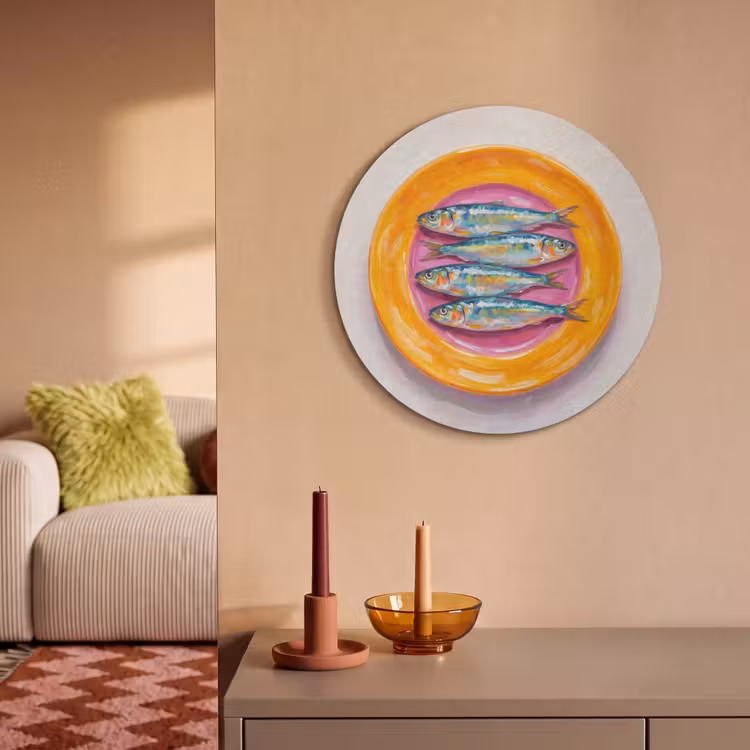 Akoestisch schilderij rond - Vis - Vier - Eten - Modern - Kleurrijk — 3