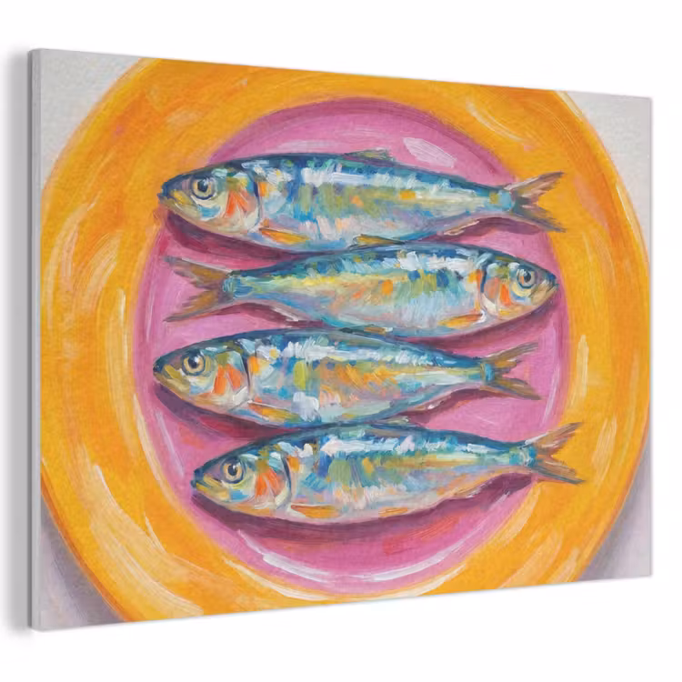 Akoestisch schilderij - Vis - Vier - Eten - Modern - Kleurrijk — 1