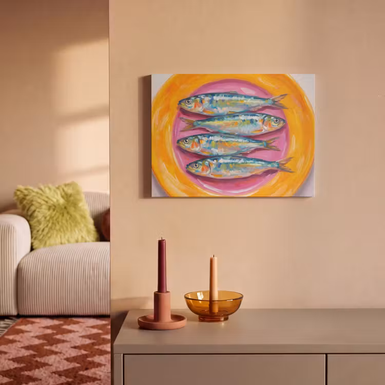 Akoestisch schilderij - Vis - Vier - Eten - Modern - Kleurrijk — 2