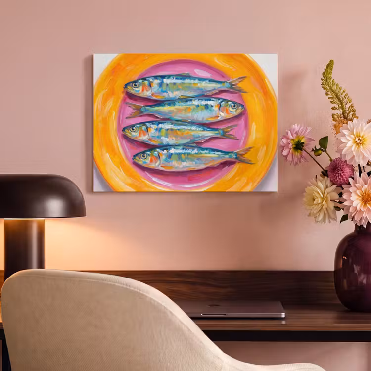 Akoestisch schilderij - Vis - Vier - Eten - Modern - Kleurrijk — 4