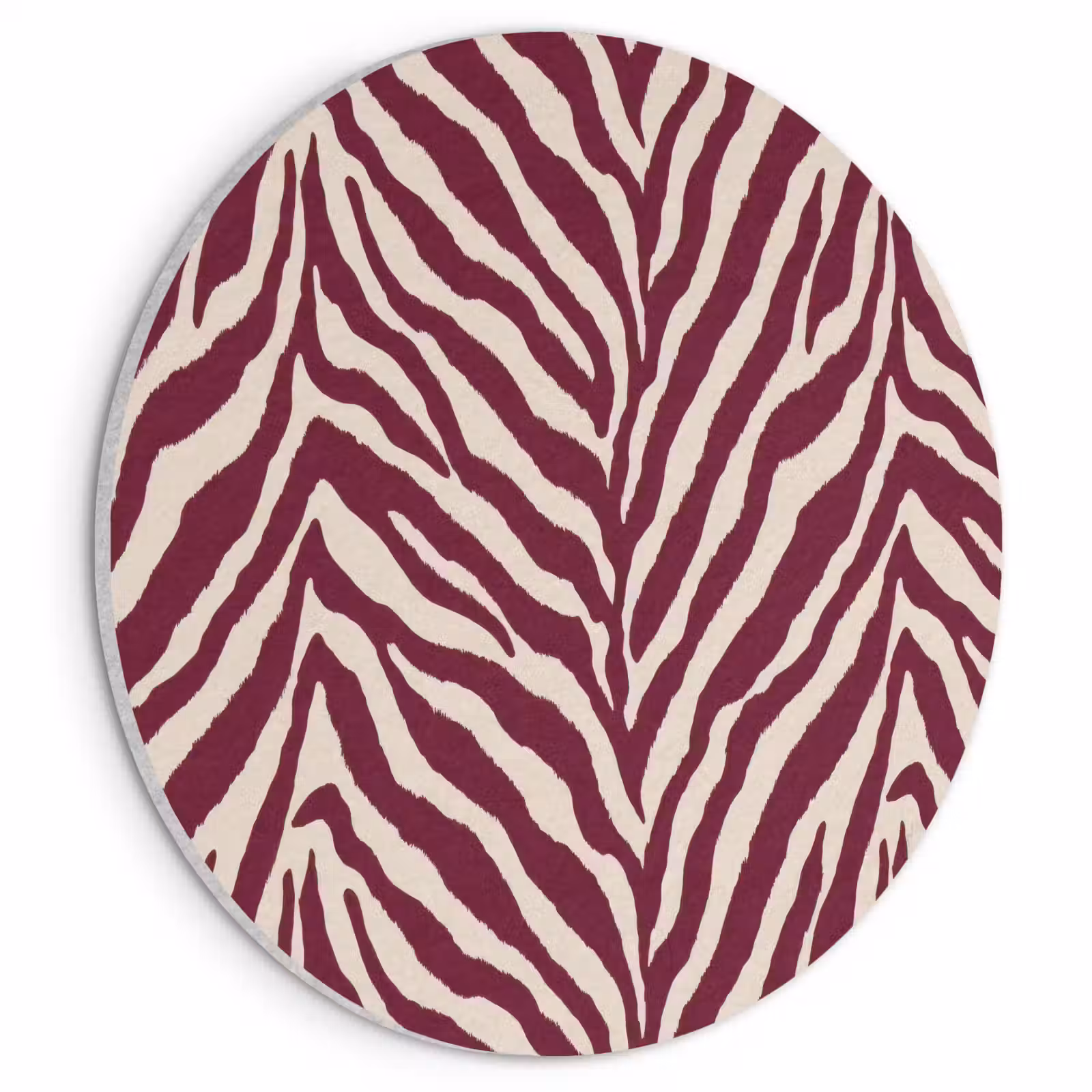 Akoestisch schilderij rond - Zebra - Motief - Bordeaux - Rood — 1