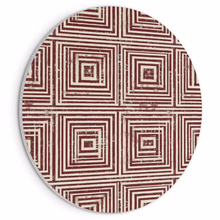 Akoestisch schilderij rond - Geometrisch - Patroon - Rood — 1
