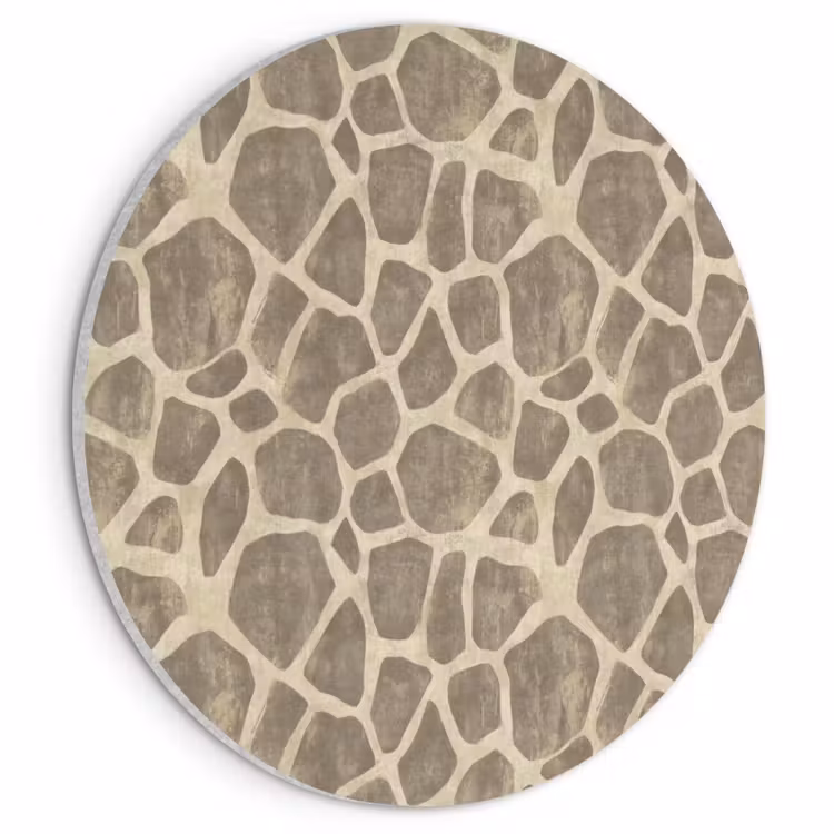 Akoestisch schilderij rond - Giraf - Patroon - Beige - Bruin — 1