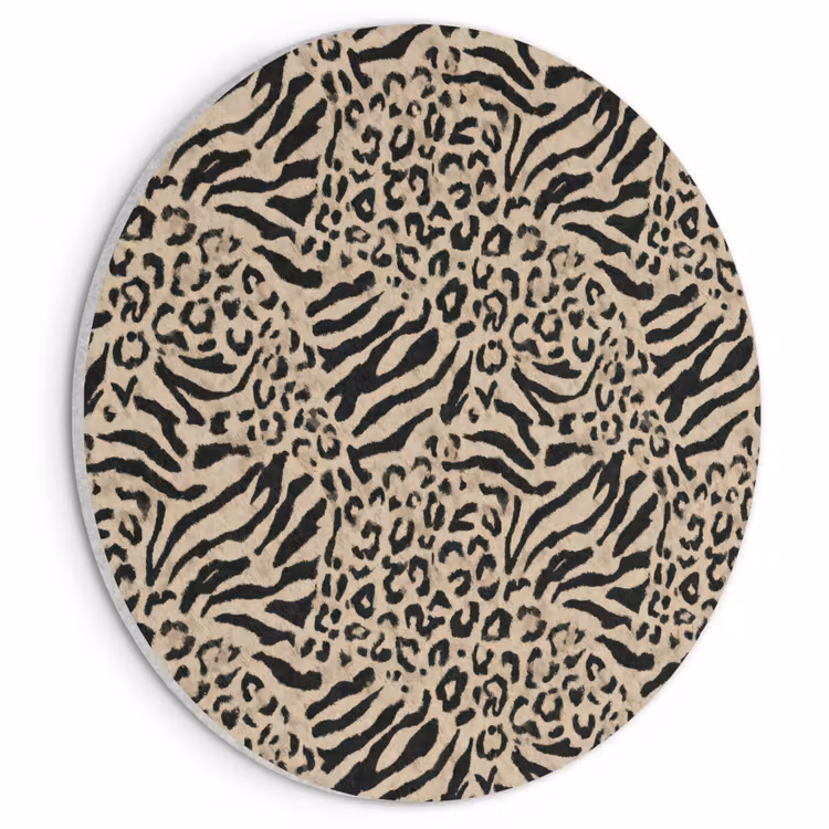 Akoestisch schilderij rond - Giraf - Zebra - Motief - Bruin — 1