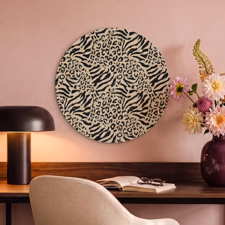 Akoestisch schilderij rond - Giraf - Zebra - Motief - Bruin — 2
