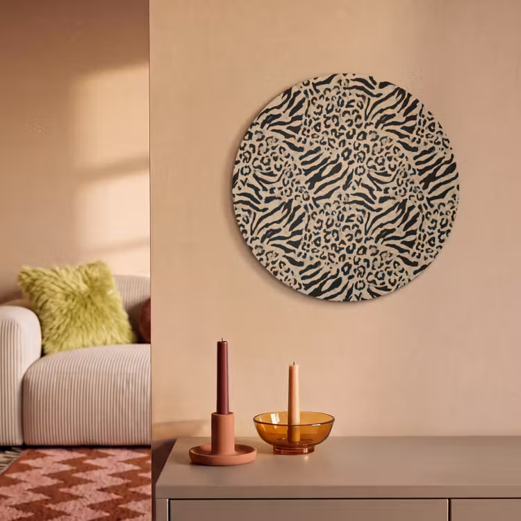 Akoestisch schilderij rond - Giraf - Zebra - Motief - Bruin — 3