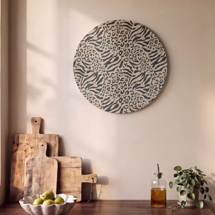 Akoestisch schilderij rond - Giraf - Zebra - Motief - Bruin — 4