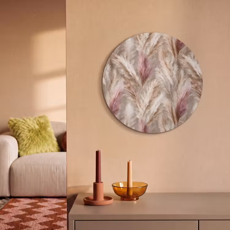 Akoestisch schilderij rond - Pampasgras - Pluizig - Kleurrijk — 3