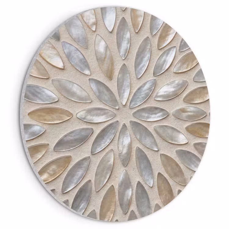 Akoestisch schilderij rond - Patroon - Ovaal - Glanzend - Abstract - Beige — 1
