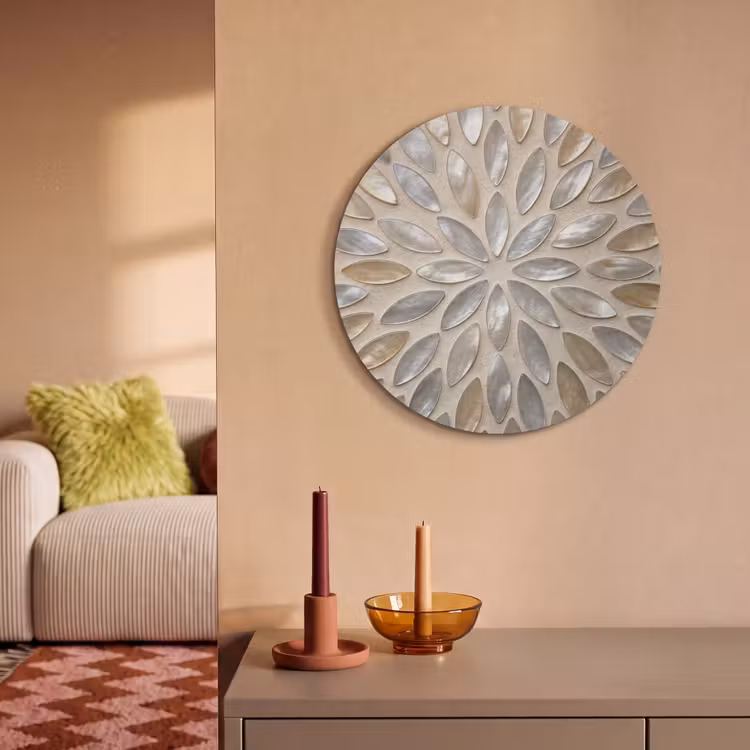 Akoestisch schilderij rond - Patroon - Ovaal - Glanzend - Abstract - Beige — 3