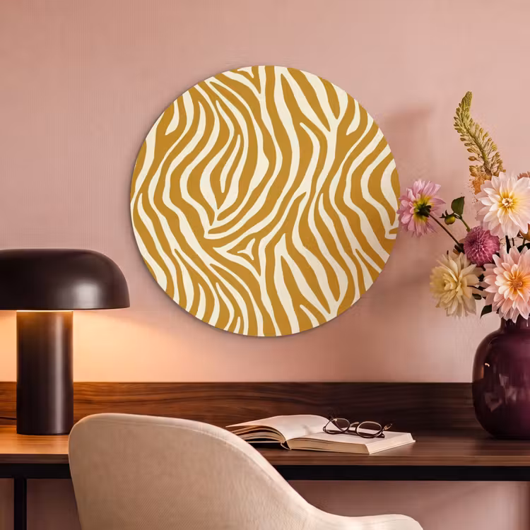 Akoestisch schilderij rond - Zebra - Klassiek - Oker - Geel — 2