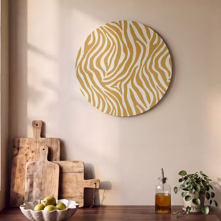 Akoestisch schilderij rond - Zebra - Klassiek - Oker - Geel — 4