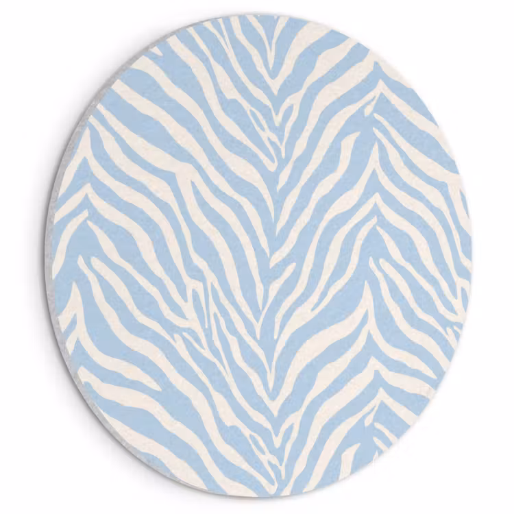 Akoestisch schilderij rond - Zebra - Motief - Blauw - Wit — 1