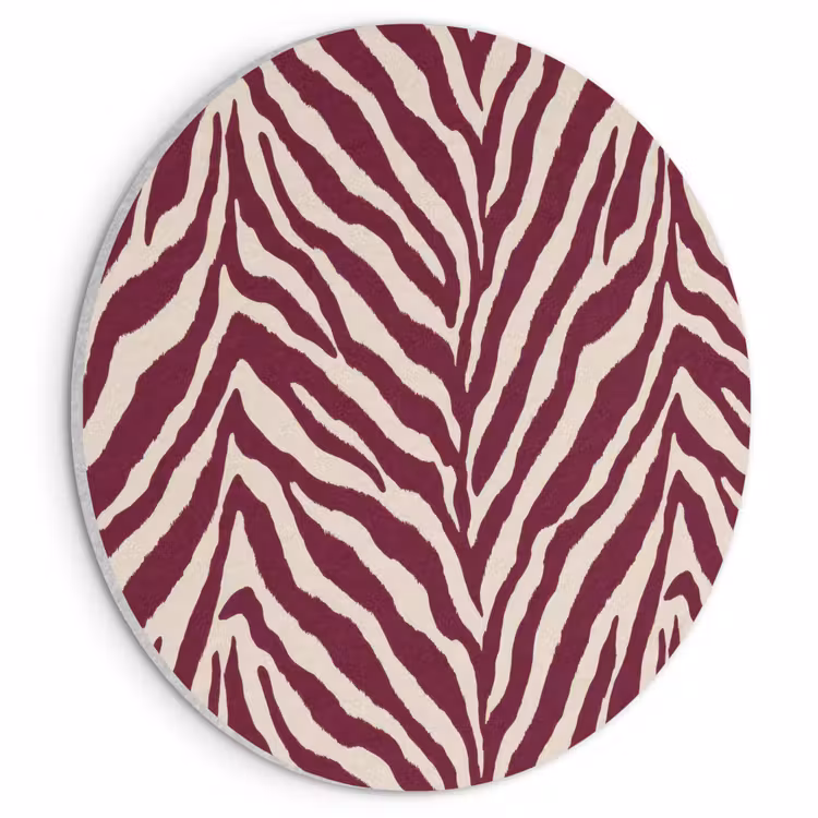 Akoestisch schilderij rond - Zebra - Motief - Bordeaux - Rood — 1