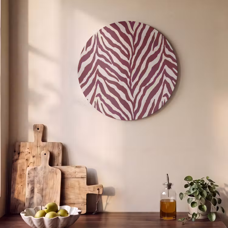 Akoestisch schilderij rond - Zebra - Motief - Bordeaux - Rood — 4