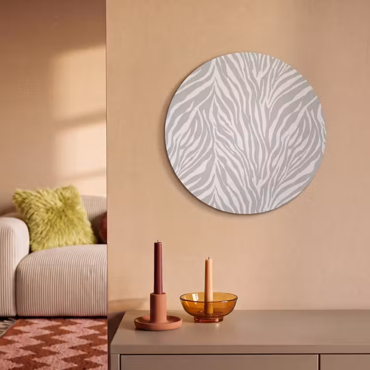 Akoestisch schilderij rond - Zebra - Motief - Grijs — 3