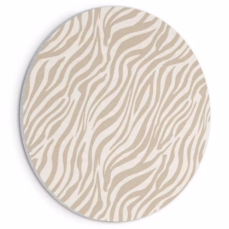 Akoestisch schilderij rond - Zebra - Patroon - Beige — 1