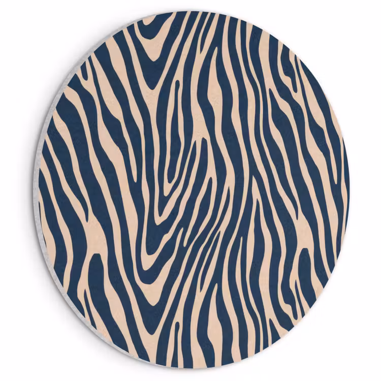Akoestisch schilderij rond - Zebra - Patroon - Blauw - Beige — 1