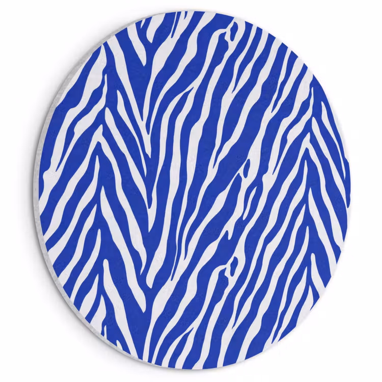 Akoestisch schilderij rond - Zebra - Patroon - Kobalt - Blauw — 1