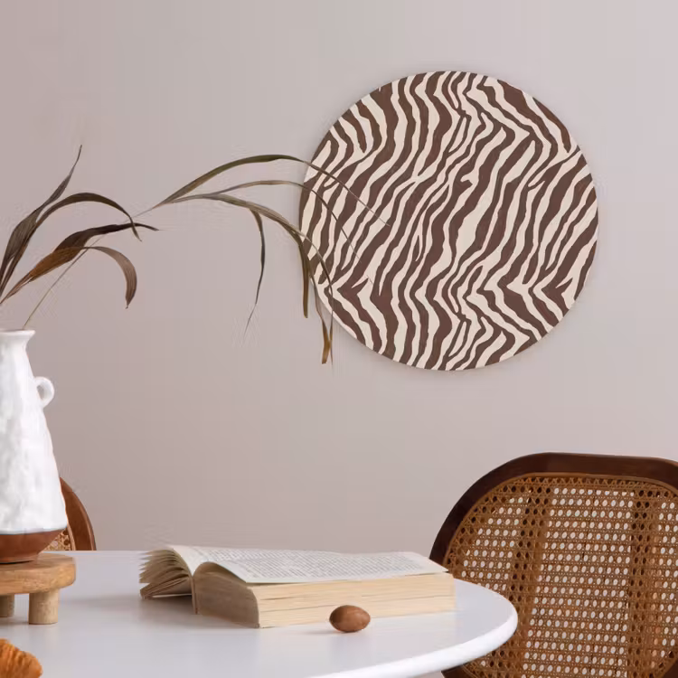 Akoestisch schilderij rond - Zebra - Patroon - Zwart - Wit — 2